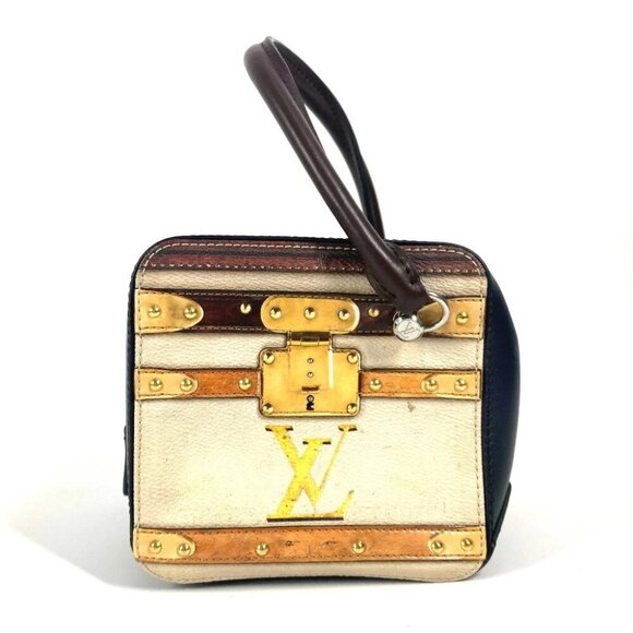 LOUIS VUITTON M52350 Trompe l'oeil Chain 2WAY Shoulder Bag Hand Bag Leather Navy - Picture 2 of 11